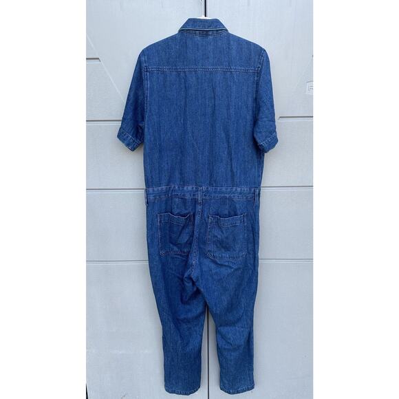Everlane The Short Sleeve Denim Overall Button Up Blue Jumpsuit Organic Cotton 8 - Picture 9 of 16